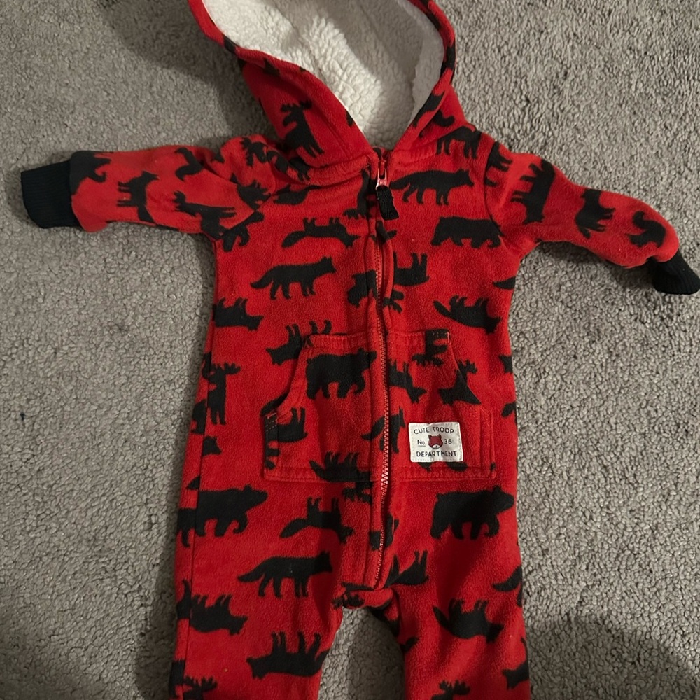 Red and Black Animal Print Kids One Piece